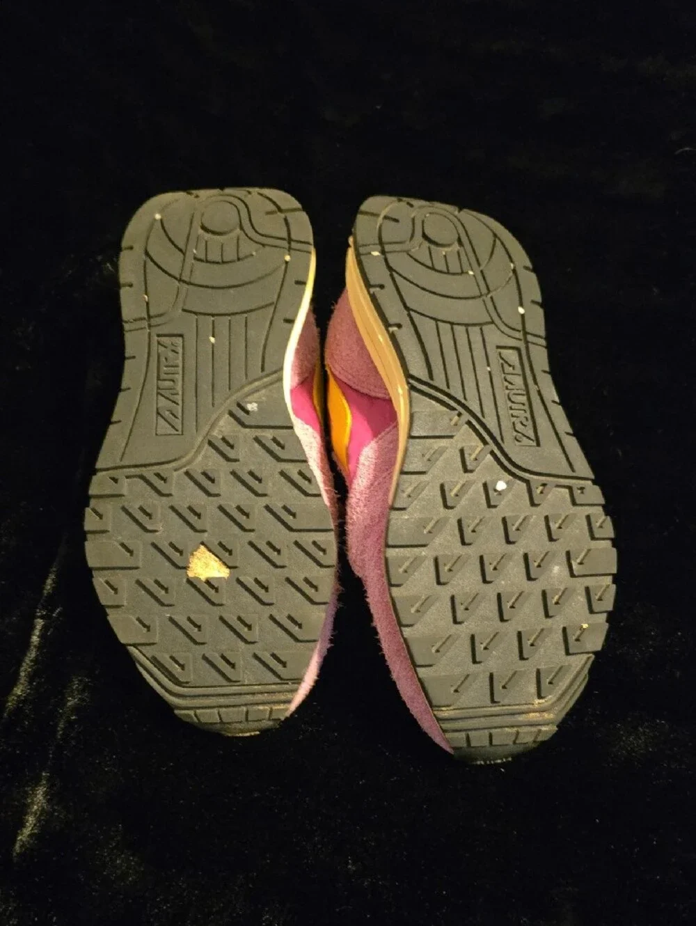 Women's Pink and Yellow Autry Suede-Trim Sneakers